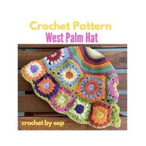 Crochet Hat Pattern | West Palm Bucket Hat | crochet hat | bucket hat | daisy squares