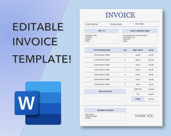Invoice, Invoice Template, Invoice Template Word, Printable Invoice, Invoice Template Download, Editable Invoice, Invoice Form, Invoice Word
