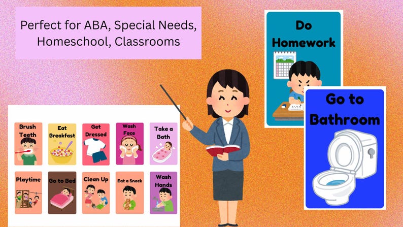 22 Daily Routine Activity Cards for Kids | ABA Visual Schedule ...