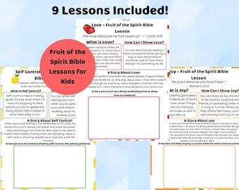 Fruit of the Spirit Drawing Prompts for Kids Bible Lessons Christian Character Activity Sunday School Printable 9 Page Set