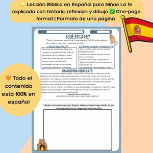 Was ist Glaube? Spanisch Bibellektion für Kinder eine Seite druckbar Lección Bíblica en Español para Niños Actividad Cristiana INfantil