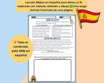 What Is Faith? Spanish Bible Lesson for Kids One Page Printable Lección Bíblica en Español para Niños Actividad Cristiana Infantil
