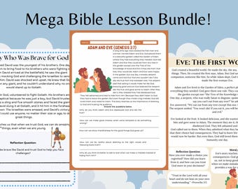 Mega Bible Lesson Bundle 79 Pages Bible Stories for Kids Printable Activities Devotions Reflection Questions Christian Homeschool Curriculum