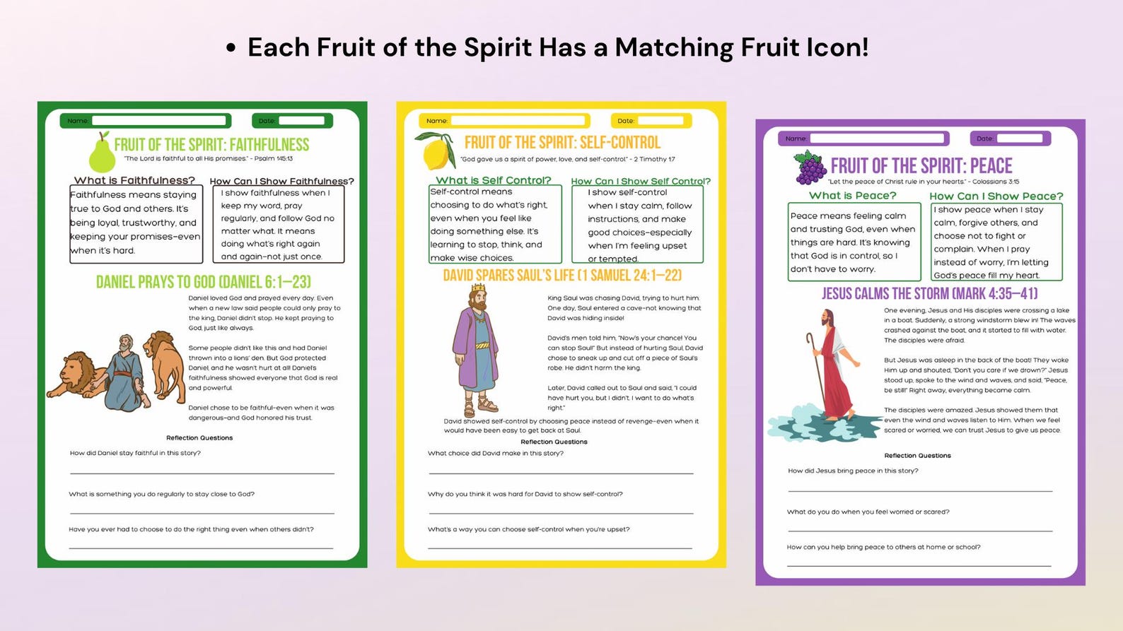 Fruit of the Spirit Bible Lessons for Kids Christian Printable ...