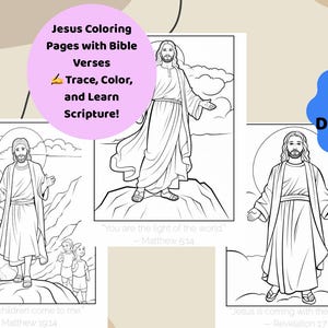 Jesus Coloring Pages for Kids | Bible Verse Tracing Worksheets | Christian Sunday School Printables | Religious Coloring Book PDF