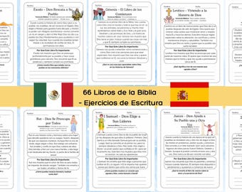 66 Books of the Bible Writing Prompts Spanish Ejercicios de Escritura para Niños PDF Descarga Instantánea
