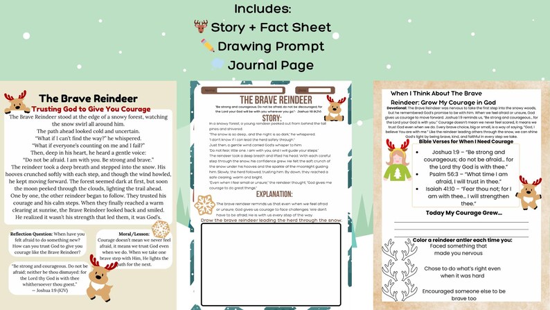 The Brave Reindeer Bible Lesson for Kids Winter Bible Activity Faith ...