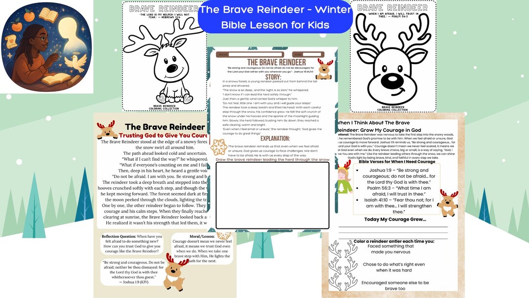 The Brave Reindeer Bible Lesson for Kids Winter Bible Activity Faith ...