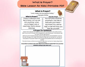 What Is Prayer Bible Lesson for Kids Printable PDF Christian Activity Drawing Prompt for Sunday School Homeschool Church Bible Class