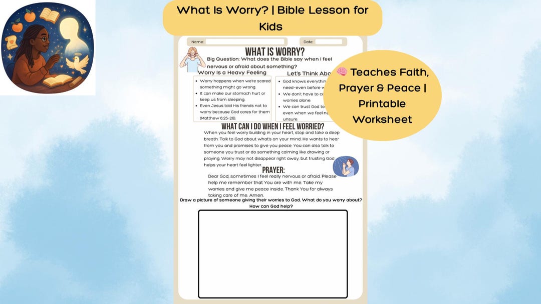 What is Worry Bible Lesson for Kids Christian Printable Worksheet About ...