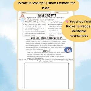 What Is Worry Bible Lesson for Kids Christian Printable Worksheet About Anxiety and Trusting God Sunday School Homeschool Resource