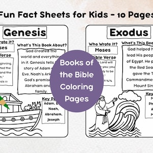 Boeken van de Bijbel Factsheets Zwart-wit afdrukbare miniposters om in te kleuren en te leren Overzicht bijbelboeken voor kinderen Zondagsschool