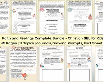 Complete Christian Social Emotional Learning Bundle Faith and Feelings Activities Journals Drawing Prompts Fact Sheets for Kids