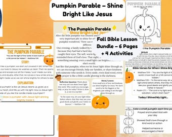 Pumpkin Parable Shine Bright Like Jesus Fall Bible Lesson Bundle Kids Sunday School Activities Journal Coloring Pages Christian