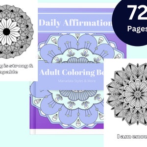 Daily Affirmation Coloring Book for Adults & Teens – Mindful, Stress Relief, Inspirational Quotes, Relaxation Therapy | Coloring Pages