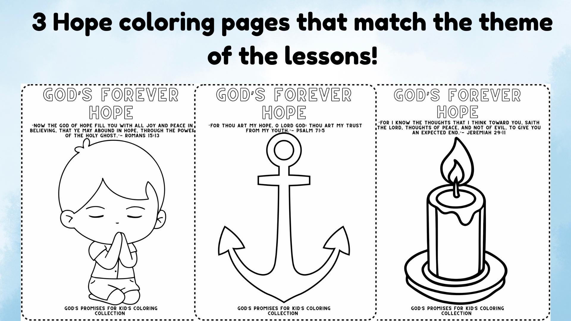 Gods Promises for Kids Hope Mini Bundle Bible Lessons Coloring Pages ...