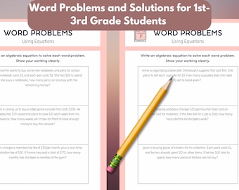 Algebra Word Problems Bundle: Engaging Math Challenges for Grades 1-3 Worksheets for home schooling and classroom use