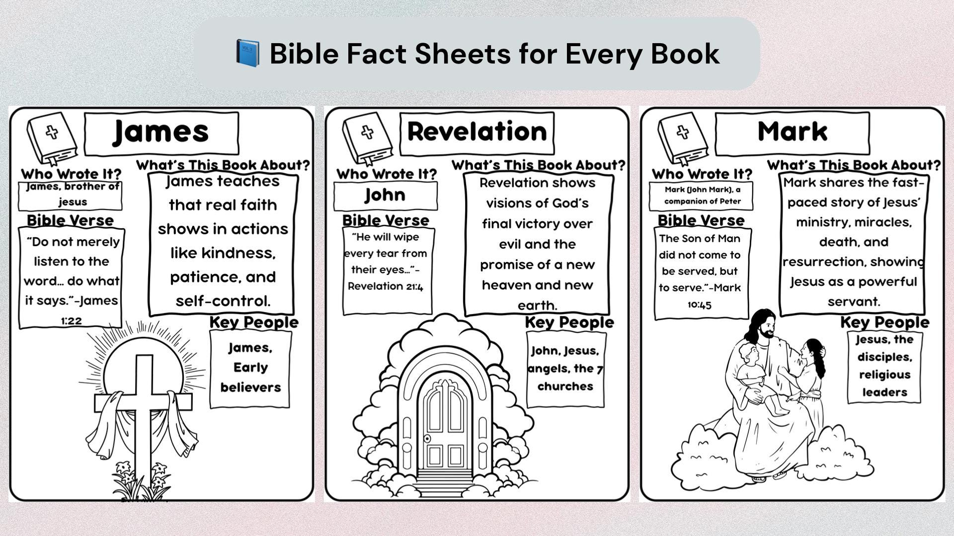 Books of the Bible Bundle for Kids – 198 Printable Pages of Bible ...
