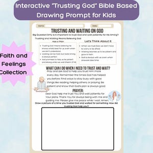 Trusting and Waiting on God Bible Lesson for Kids One Page Christian Drawing Prompt Patience Activity Sunday School Printable