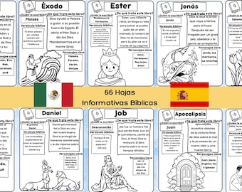 66 Bijbelboeken Factsheets Spaanse Hojas Informativas Biblia Para Niños