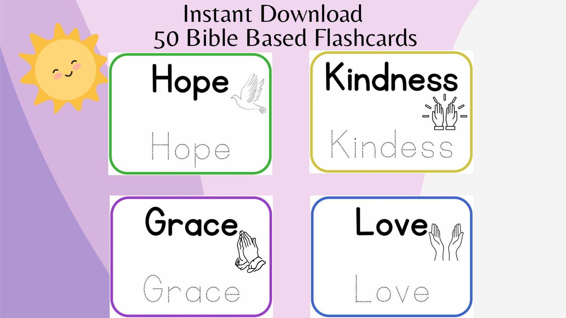 Bible Sight Words & Verse Flashcards | 50 Printable Cards With Tracing ...
