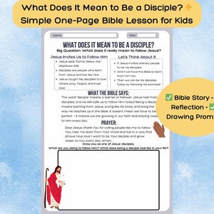What It Means to Be a Disciple Bible Lesson for Kids One Page Christian Worksheet with Drawing Prompt Sunday School Homeschool Activity