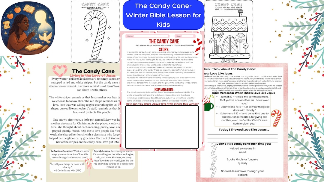 Candy Cane Bible Lesson for Kids Winter Christian Activities Christmas ...