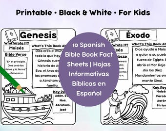 Spanish Bible Book Fact Sheets for Kids Hojas Bíblicas para Niños Old Testament Printable Recursos Cristianos para Escuela Dominical