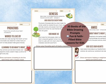 Books of the Bible Drawing Prompts for Kids Old Testament Bible Lessons with Verses Fun Printable Christian Activities for Sunday School