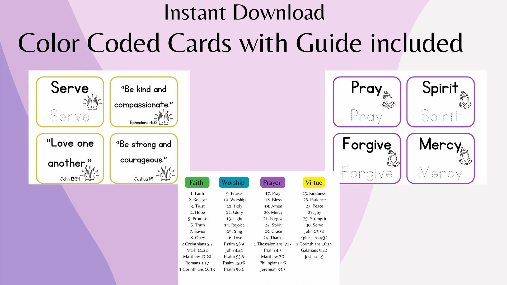 Bible Sight Words & Verse Flashcards | 50 Printable Cards With Tracing ...