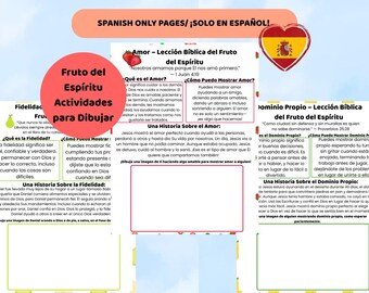 Fruit of the Spirit Drawing Prompts in Spanish Actividades de los Frutos del Espíritu para Niños Lecciones Bíblicas para Imprimir