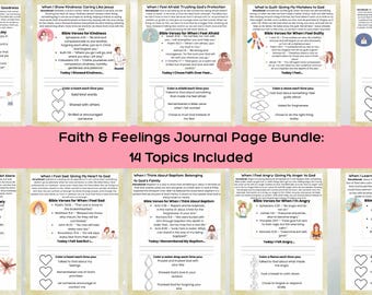 Faith and Feelings Journal Pages Bundle Christian Kids Printable Bible Study Worksheets Prayer Devotional Activities Sunday School
