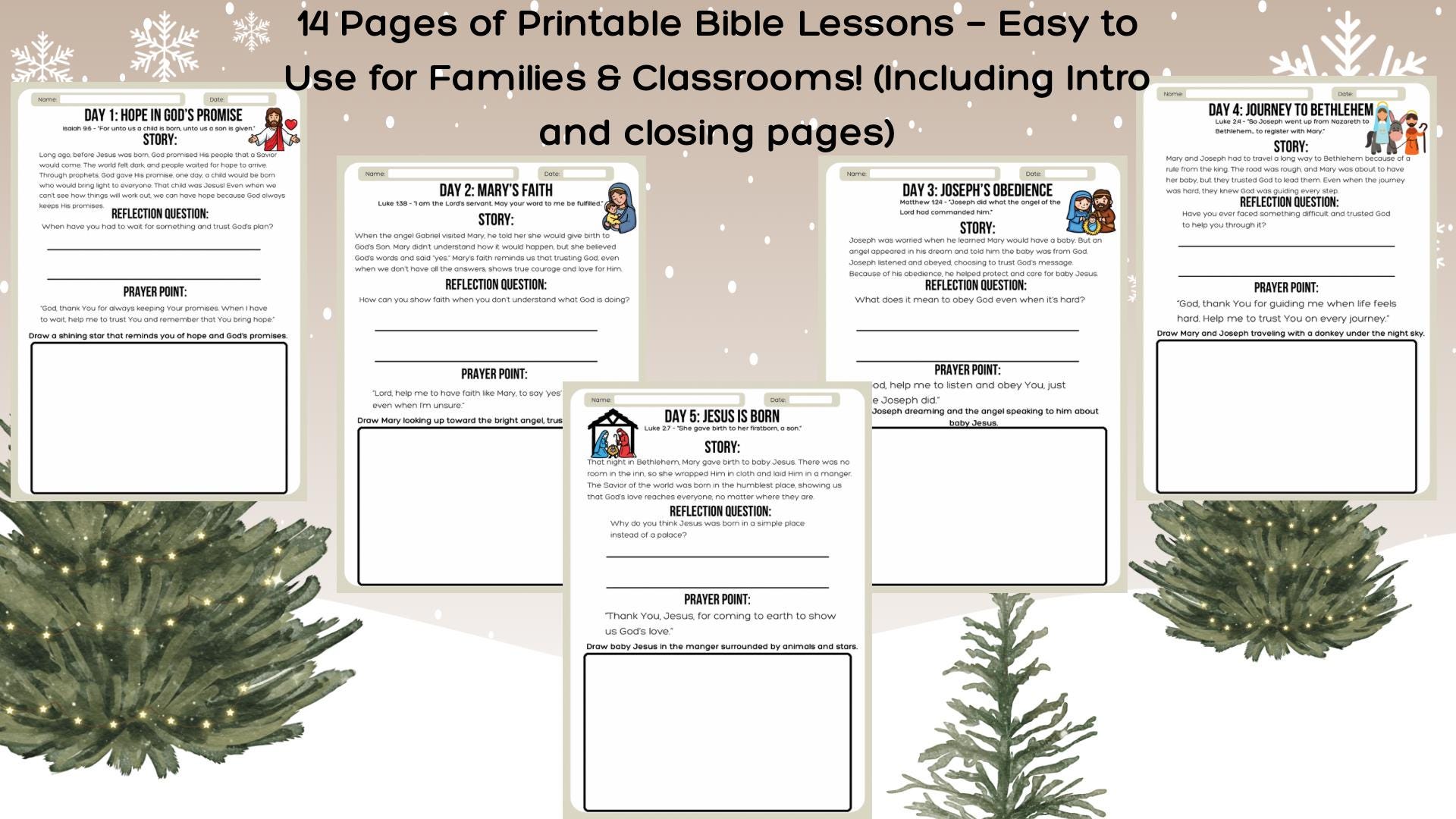 Advent of Hope 12 Days of Christmas Bible Lessons for Kids Printable ...