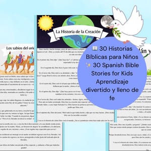 30 Spanish Bible Stories for Kids Printable Historias Bíblicas para Niños en Español Christian Faith-Based Reading Worksheets for Sunday