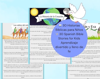 30 Spaanse bijbelverhalen voor kinderen afdrukbare historias Bíblicas para Niños en Español Op christelijke geloof gebaseerde leeswerkbladen voor zondag