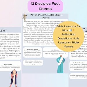 12 Disciples Fact Sheets Bible Lessons for Kids Christian Printable Reflection Questions Sunday School Homeschool Learning Resource