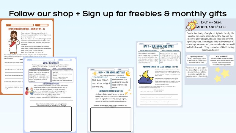 7 Days of Creation Bible Fact Sheets for Kids Printable Christian ...