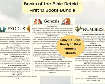 Books of the Bible Retold Bundle Kids Bible Lessons Genesis to 2 Samuel Read Aloud Devotional Christian Printable Bible Story Sheets