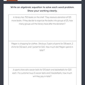 Math Word Problem Practice for Middle School: 30 Pages With Answers ...