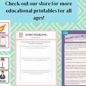 Math Word Problem Practice for Middle School: 30 Pages With Answers ...