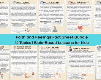 Faith and Feelings Bible Lesson Bundle Christian Worksheets for Kids Emotions and Faith Activities Sunday School Homeschool Counseling