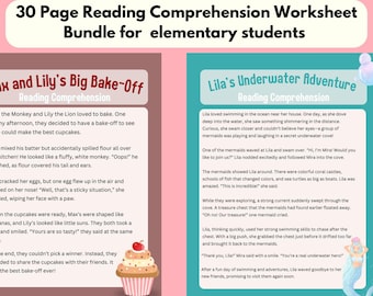 1st-3rd Grade Reading Comprehension Printables | Homeschool & Classroom Worksheets Bundle