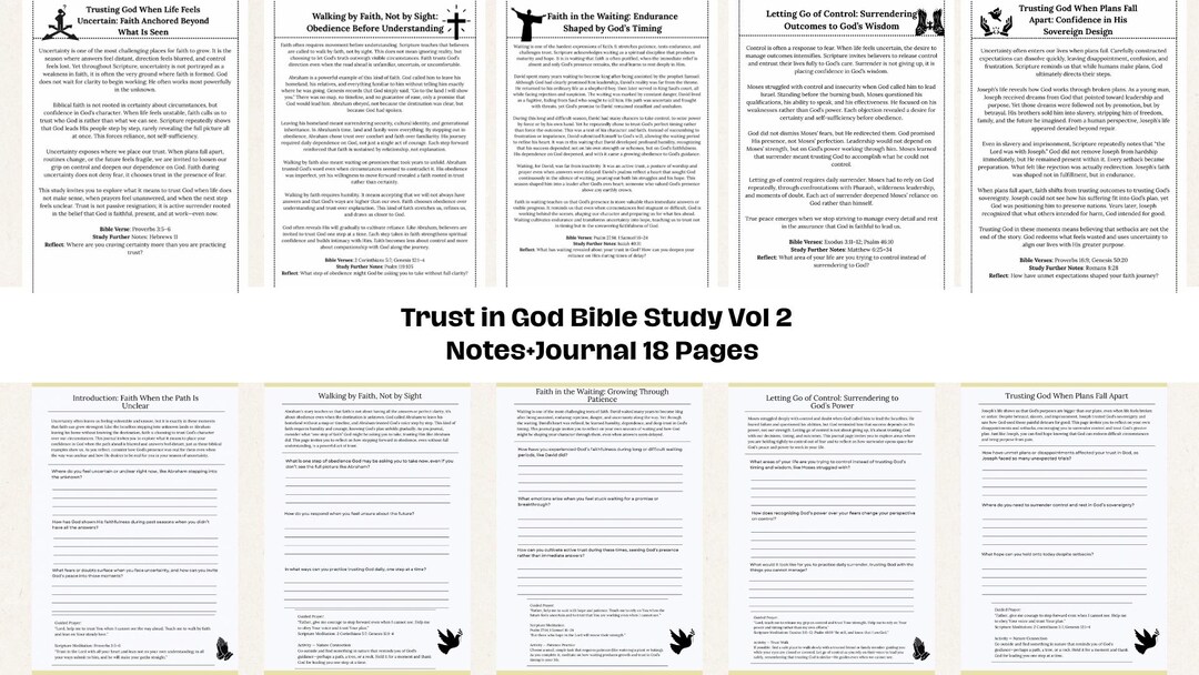 Trust in God Bible Study and Journal Vol 2 Printable Faith Notes With ...