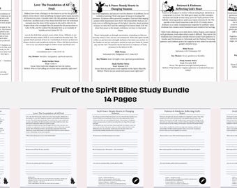 Fruit of the Spirit Bible Study Bundle 14 Pages Teen and Adult Bible Journal and Notes Christian Devotional Spiritual Growth Workbook