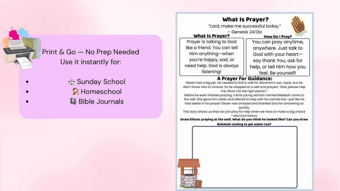 What is Prayer Bible Lesson for Kids Printable PDF Christian Activity ...