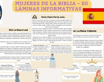 Women of the Bible Spanish Fact Sheets 20 Pages Women Bible Stories Printable Historia Mujeres de la Biblia