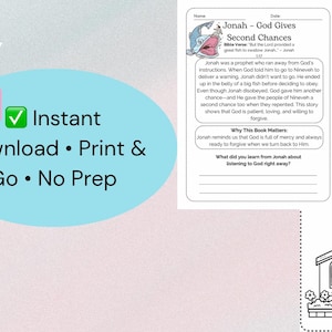 Printable Bible worksheet bundle that’s easy to download and use. Includes 198 no-prep pages covering every book of the Bible. Ideal for parents and teachers looking for ready-to-use Christian homeschool curriculum or Sunday school Bible activities. Print what you need and start teaching instantly with this kids’ Bible pack.