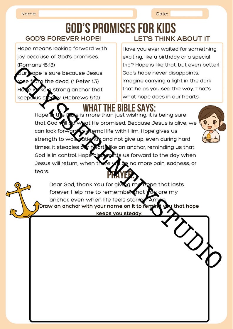 Gods Promises for Kids Hope Mini Bundle Bible Lessons Coloring Pages ...