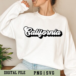 Retro California SVG, California State PNG, Instant Download Single Design, Black and white