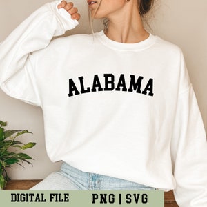 Alabama PNG, SVG, Alabama State SVG, Crimson Red Collegiate Outline, College Font Curved